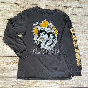 Disney Aladdin World Tour ‘92 Gray Cotton Long Sleeve Shirt Size M Genie Vintage